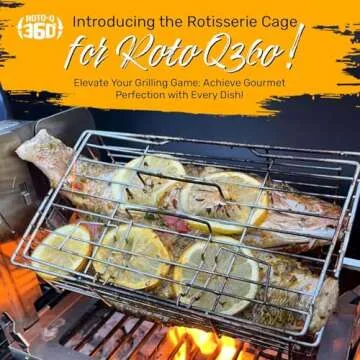 ROTO-Q 360 Family Bundle Rotisserie Kit - Non-Electric Wind-Up Spit Roaster with Rotisserie Basket, Flat Cage, Skewer Set, and Cooking Mat for Grills, Ovens, and Smokers - Indoor & Outdoor BBQ Use
