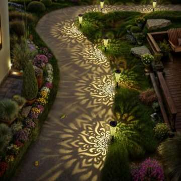 gardencave 6 Pack Solar Lights Outdoor Garden Decorative with Warm Light Waterproof Pathway Landscape Lights for Path Patio Backyard Walkway Yard Garden Decor (Black, 6Pcs)