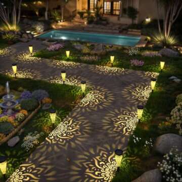 gardencave 6 Pack Solar Lights Outdoor Garden Decorative with Warm Light Waterproof Pathway Landscape Lights for Path Patio Backyard Walkway Yard Garden Decor (Black, 6Pcs)