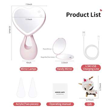 Makeup Mirror with Lights,2000 mAh LED Rechargeable Makeup Mirror,Back Ambient Light, Nice Gift for Daughter Girlfriend Wife Sister