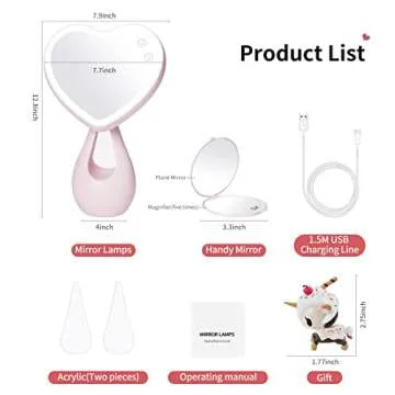 Makeup Mirror with Lights,2000 mAh LED Rechargeable Makeup Mirror,Back Ambient Light, Nice Gift for Daughter Girlfriend Wife Sister