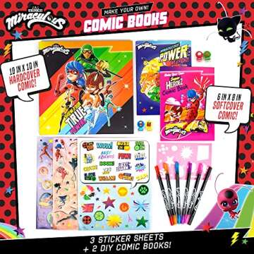 Miraculous Make Your Own Comic Book – Create 2 Comic Books Ladybug, Cat Noir, Tikki & More – Creative Toys for Kids Ages 6 & Up – DIY Comic Book Kit Kids