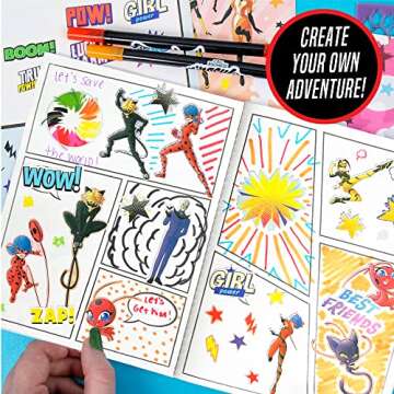 Miraculous Make Your Own Comic Book – Create 2 Comic Books Ladybug, Cat Noir, Tikki & More – Creative Toys for Kids Ages 6 & Up – DIY Comic Book Kit Kids