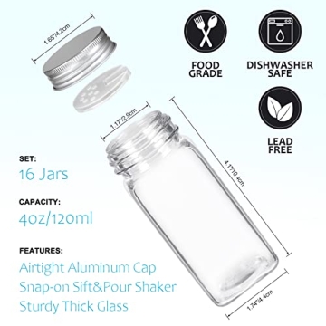 AuroTrends Spice Jars Set with Labels - 16 Pcs