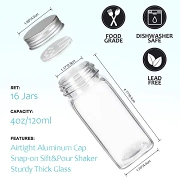 AuroTrends Spice Jars Set with Labels - 16 Pcs