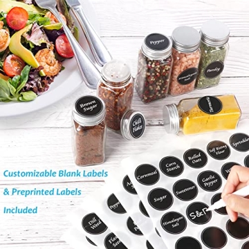 AuroTrends Spice Jars Set with Labels - 16 Pcs