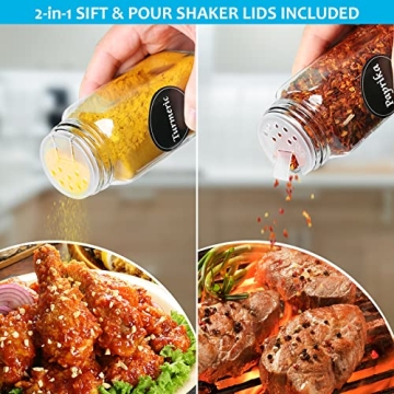 AuroTrends Spice Jars Set with Labels - 16 Pcs