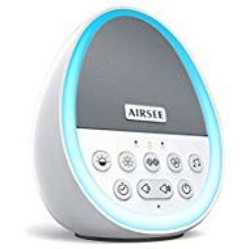 Portable Rechargeable White Noise Machine with 8 Colors Night Light, Sound Machine Improve Sleeping with 29 Non-Looping Soothing Nature Sounds and Lullaby, Ideal for Kids, Adults and Travel