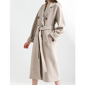 Himosyber Women's Elegant Wool Blend Pea Coat Camel