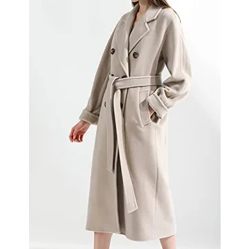 Himosyber Women's Elegant Wool Blend Pea Coat Camel