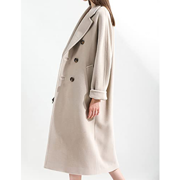 Himosyber Women's Elegant Wool Blend Pea Coat Camel