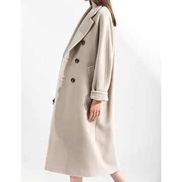 Himosyber Women's Elegant Wool Blend Pea Coat Camel