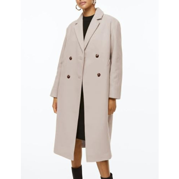 Himosyber Women's Elegant Wool Blend Pea Coat Camel