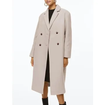 Himosyber Women's Elegant Wool Blend Pea Coat Camel