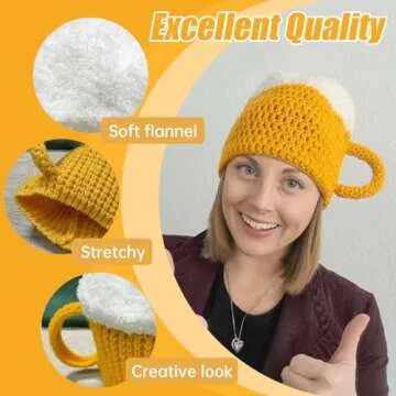 gagift world Beer Hat, Knit Funny Hat for Men and Women, Novelty Gifts for Beer Lovers Cute Birthday Christmas Halloween White Elephant Gifts for Adults