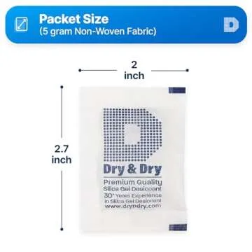 Dry & Dry 5 Gram Silica Gel Packets - 55 Packets for Moisture Control