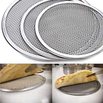 Pizza Screen, 3PCS Aluminum Alloy Seamless Pizza Screen Non Stick Mesh Net Baking Tray Cookware Kitchen Tool For Oven, BBQ 10 inch and 12 inch,14 inch