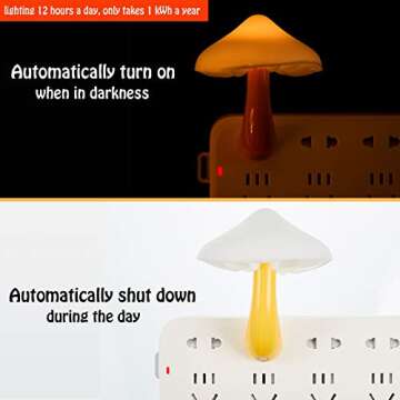 Honoson 4 Pieces Mushroom Night Light LED Night Light Plug in Lamp 7 Color Magic Mini Pretty Mushroom Shaped Lamp Adults(Yellow Light with White Cover)