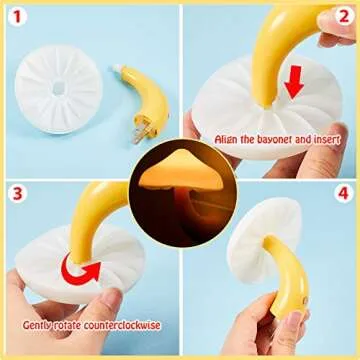 Honoson 4 Pieces Mushroom Night Light LED Night Light Plug in Lamp 7 Color Magic Mini Pretty Mushroom Shaped Lamp Adults(Yellow Light with White Cover)