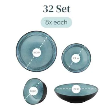32 Piece Mediterranean Dinnerware Set for 8 Modern Style