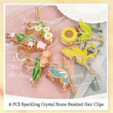 6 Pcs Elegant Flower Metal Claw Hair Clips for Women