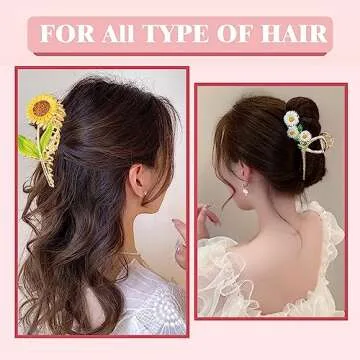 6 Pcs Elegant Flower Metal Claw Hair Clips for Women