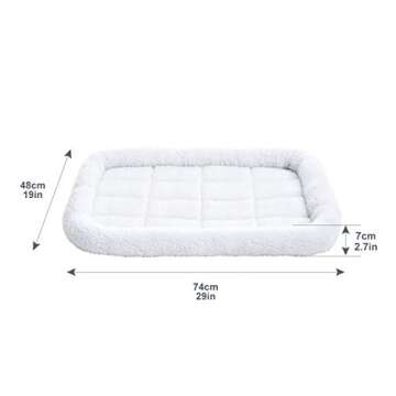 Amazon Basics 29-Inch Padded Pet Bolster Bed for Dog, White, 29.13"L x 18.9"W x 2.76"H
