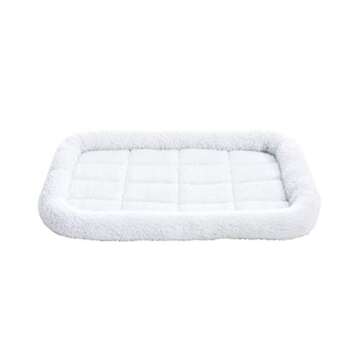 Amazon Basics 29-Inch Padded Pet Bolster Bed for Dog, White, 29.13"L x 18.9"W x 2.76"H