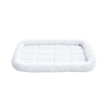 Amazon Basics 29-Inch Padded Pet Bolster Bed for Dog, White, 29.13"L x 18.9"W x 2.76"H