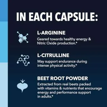 L-Arginine Capsules with L-Citrulline - Nitric Oxide Supplement - L Arginine and L Citrulline Blend - 60 Count - Vegan, Non-GMO Capsules for Performance, Endurance and Muscle Support - 1 Month Supply