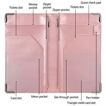 Server Books for Waitress - 5x9 Waiter Book Server Wallet with Zipper Pocket, Cute Waitress Book&Waitstaff Organizer with Money Pocket Fit Server Apron