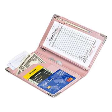 Server Books for Waitress - 5x9 Waiter Book Server Wallet with Zipper Pocket, Cute Waitress Book&Waitstaff Organizer with Money Pocket Fit Server Apron
