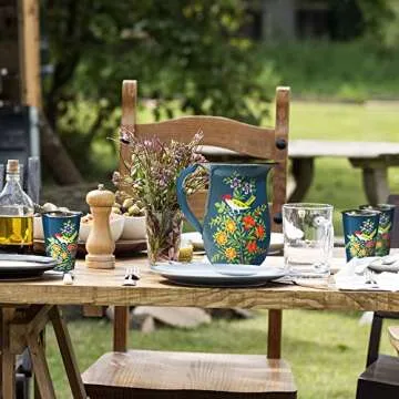 Blue Floral Stainless Steel Tumbler Set, Hand-Painted Enamel, use for camping, in your RV, or wherever you need an eco alternative to throw away cups