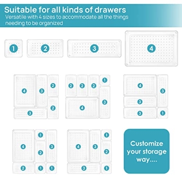 Vtopmart Clear Plastic Drawer Organizers - 25 PCS Set