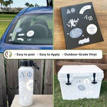 Desert Cactus Alpha Phi Stickers Sorority Marble Decal Laptop Water Bottle Car (Marble Sheet)