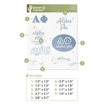Desert Cactus Alpha Phi Stickers Sorority Marble Decal Laptop Water Bottle Car (Marble Sheet)