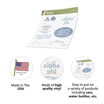 Desert Cactus Alpha Phi Stickers Sorority Marble Decal Laptop Water Bottle Car (Marble Sheet)
