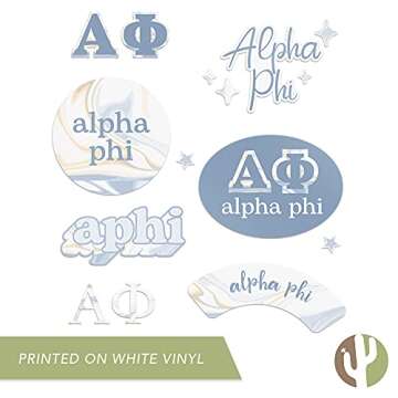 Desert Cactus Alpha Phi Stickers Sorority Marble Decal Laptop Water Bottle Car (Marble Sheet)