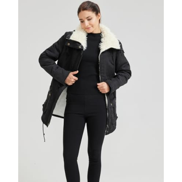 MEWOW Women's Thick Faux Lamb Wool Lined Winter Coat