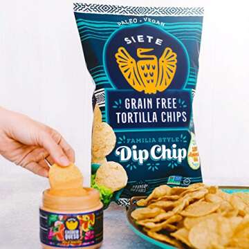 Siete Grain Free Tortilla Chips | Gluten Free Chips | Paleo & Vegan Snacks | Non GMO | Dip Chip, 5 O...