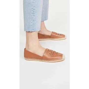 Tory Burch Women's INES Espadrille, Tan/Tan/Spark Gold, 8 Medium US