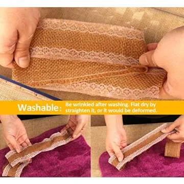 ilauke 6 Rolls Burlap Ribbon with White Lace Trims Tape, 20 Yards Lace Ribbon, Lace Burlap Wired Ribbon for Rustic Wedding Invitations, Bow, Wreath, DIY Crafts, Christmas Decorations