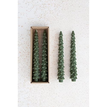 Unscented Evergreen Tree Taper Candles Boxed Set Of 2