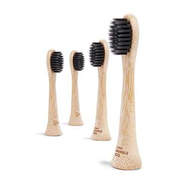 The Humble Co. Electric Toothbrush Heads – Replacement Heads Compatible with Sonicare Toothbrush, Helps Remove Plaque and Eliminate Bad Breath (4pk, Charcoal)