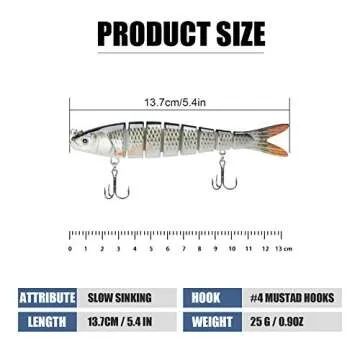 TRUSCEND Fishing Lures for Bass Trout Multi Jointed Swimbaits Slow Sinking Bionic Swimming Lures Bas...