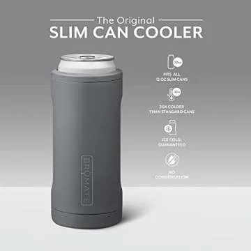 BrüMate Hopsulator Slim Can Cooler Insulated for 12oz Slim Cans | Skinny Can Insulated Stainless St...