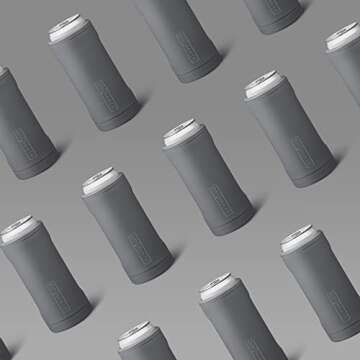 BrüMate Hopsulator Slim Can Cooler Insulated for 12oz Slim Cans | Skinny Can Insulated Stainless Steel Drink Holder for Hard Seltzer, Beer, Soda, and Energy Drinks (Matte Gray)