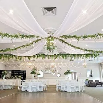 MoKoHouse White Ceiling Drapes for Weddings 6 Panels 5ftx10ft Wedding Arch Draping Fabric Chiffon Cu...