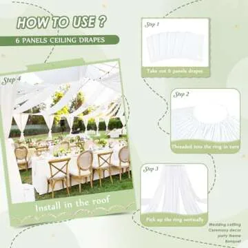MoKoHouse White Ceiling Drapes for Weddings 6 Panels 5ftx10ft Wedding Arch Draping Fabric Chiffon Curtain for Party Ceremony Stage Wedding Decoration