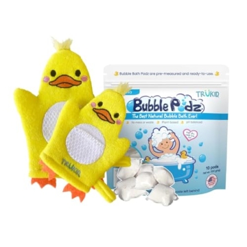 TruKid Bubble Podz & BubbleGlove Bundle - Includes Bubble Bath Pods Vanilla 10ct & 2-Set of Bath Was...